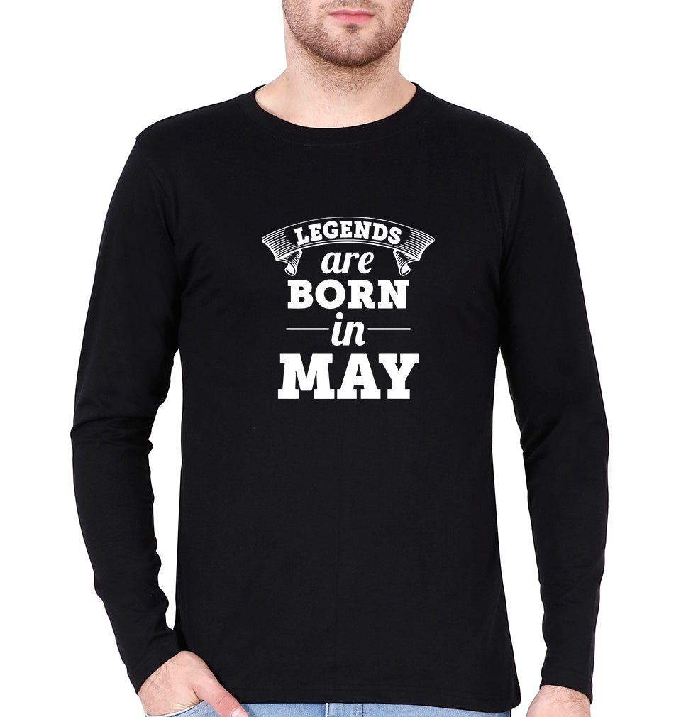 Legends are Born in May Full Sleeves T-Shirt For Men-FunkyTradition
