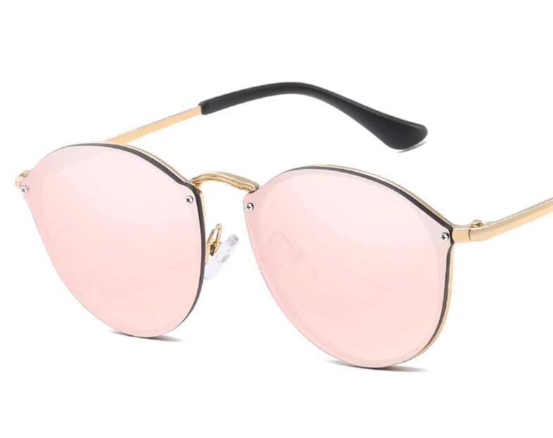 Trendy Womens Round Fashion Eyelid Metal Sunglasses 9393