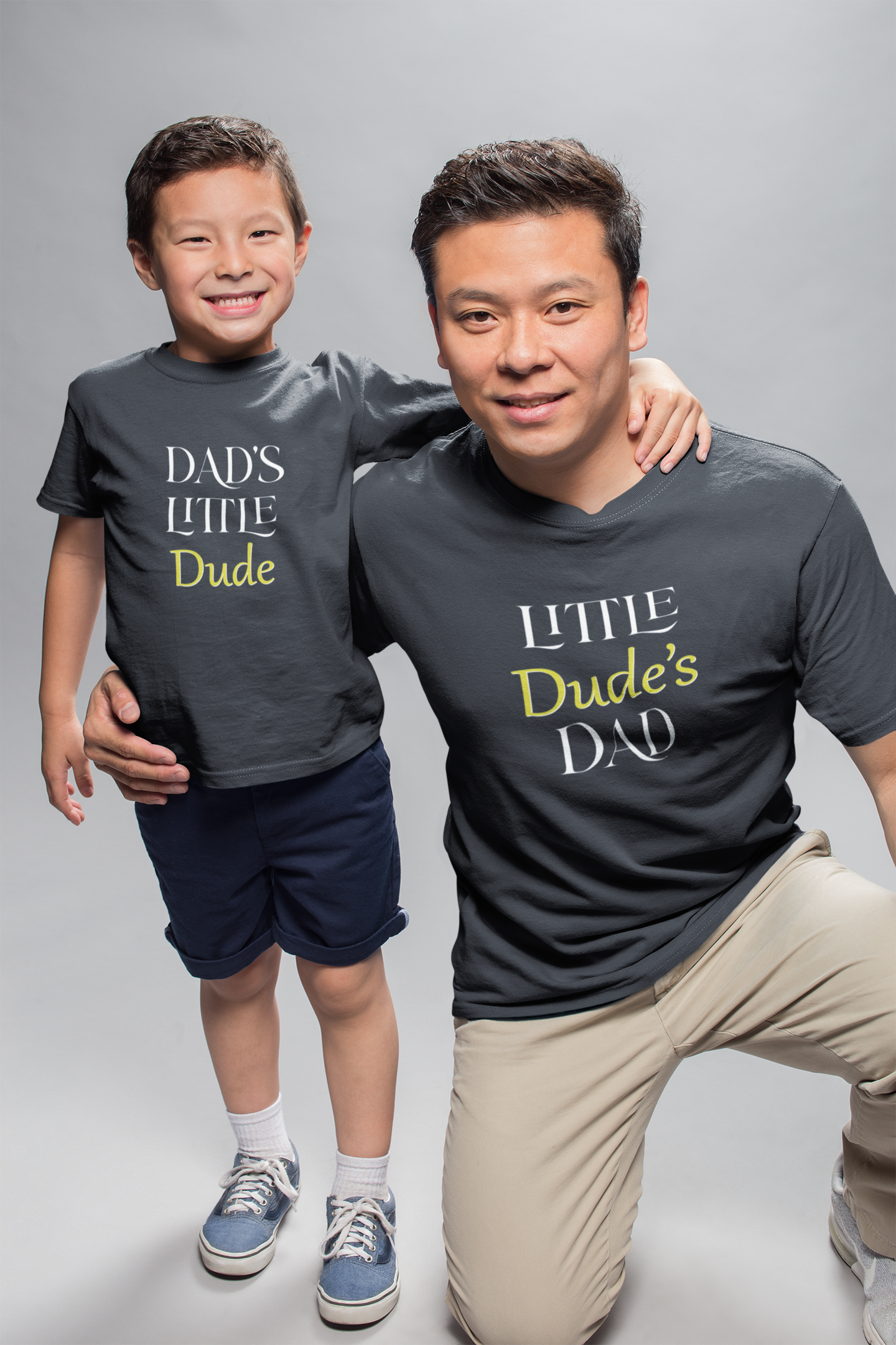 Dads Little Dude Father and Son Black Matching T-Shirt- FunkyTradition