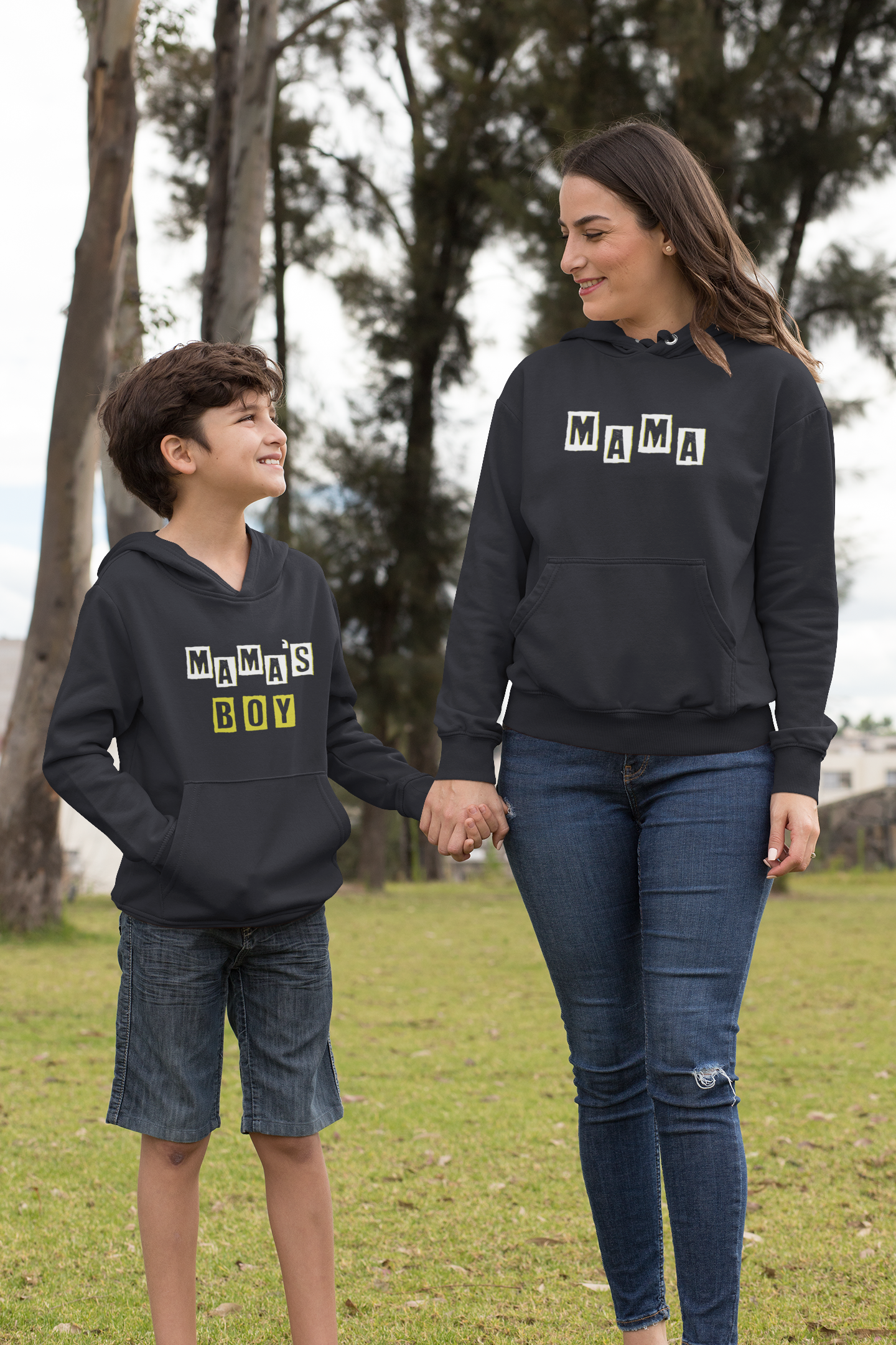 Mamas Boy Mother And Son Black Matching Hoodies- FunkyTradition