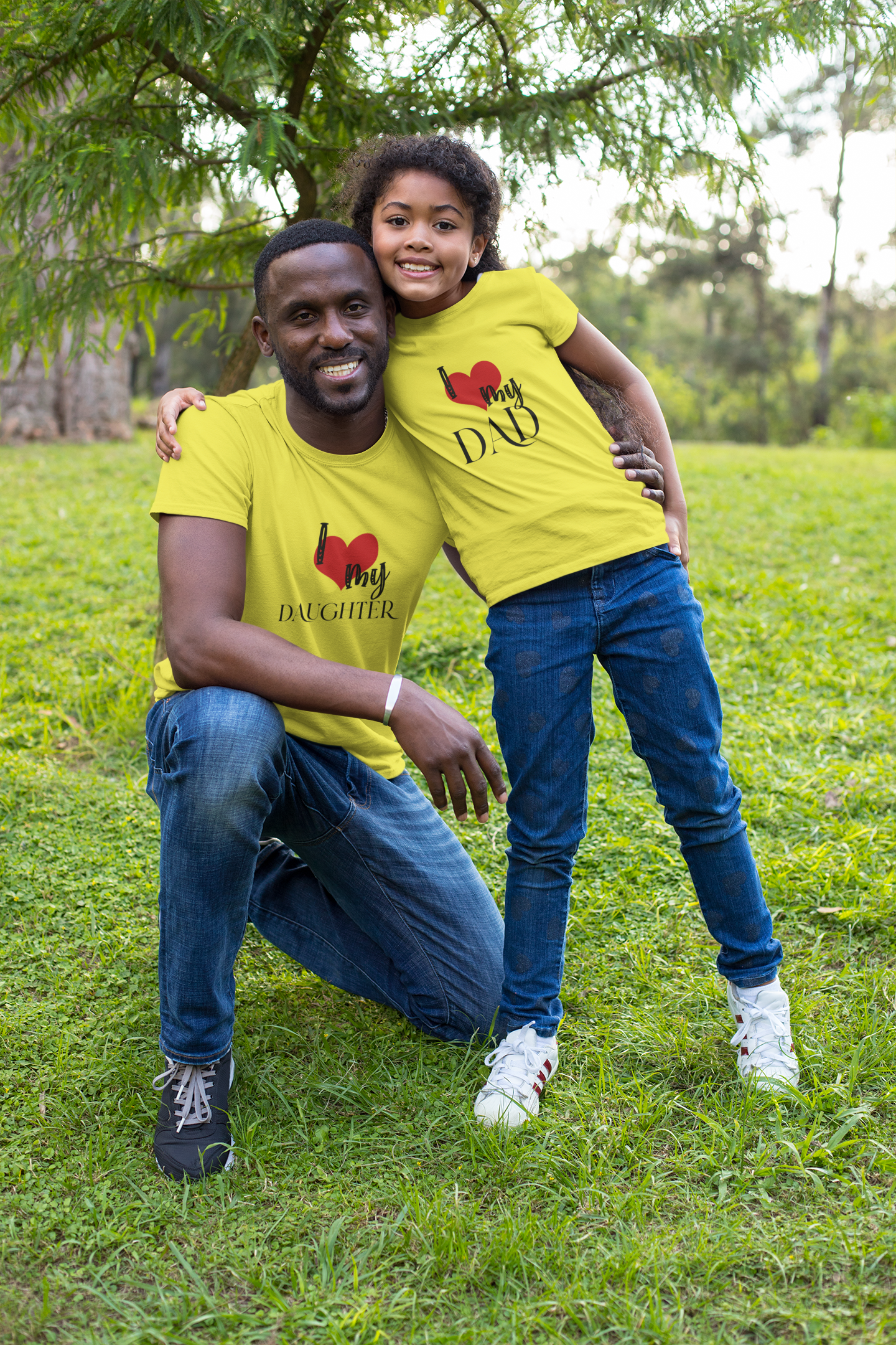 I Love My Dad Father and Daughter Yellow Matching T-Shirt- FunkyTradition