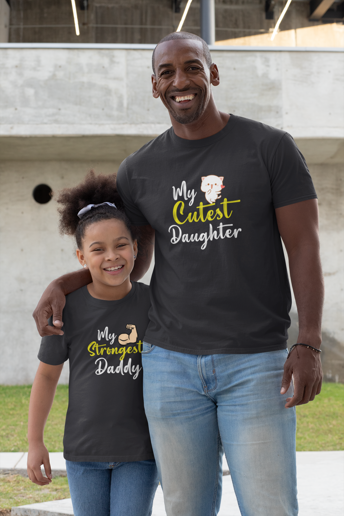 My Cutest Daughter Father and Daughter Black Matching T-Shirt- FunkyTradition