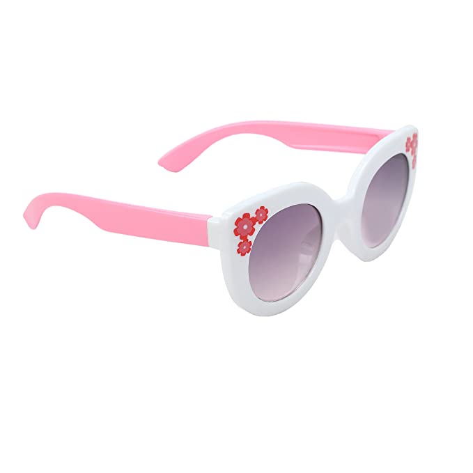White Floral Cateye Flower Sunglasses Girls-FunkyTradition (4+ Kids Sunglasses)