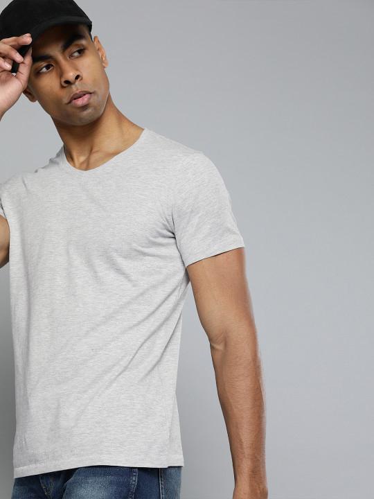 Solid Grey Melange Half Sleeves T-Shirt – Chirkutt