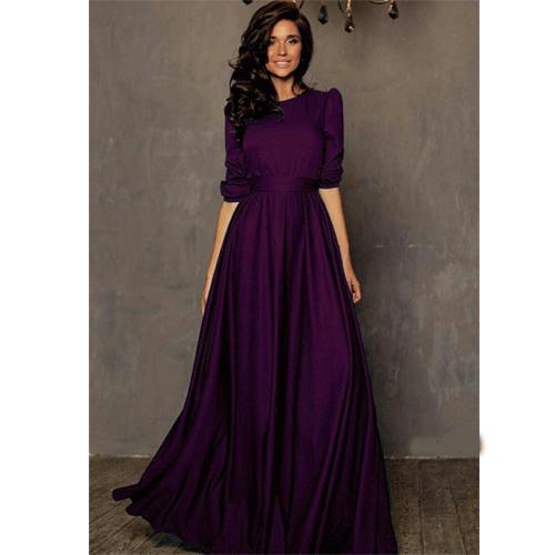 Striking Purple Tapeta Silk Floor Length Dress Gown-FunkyTradition