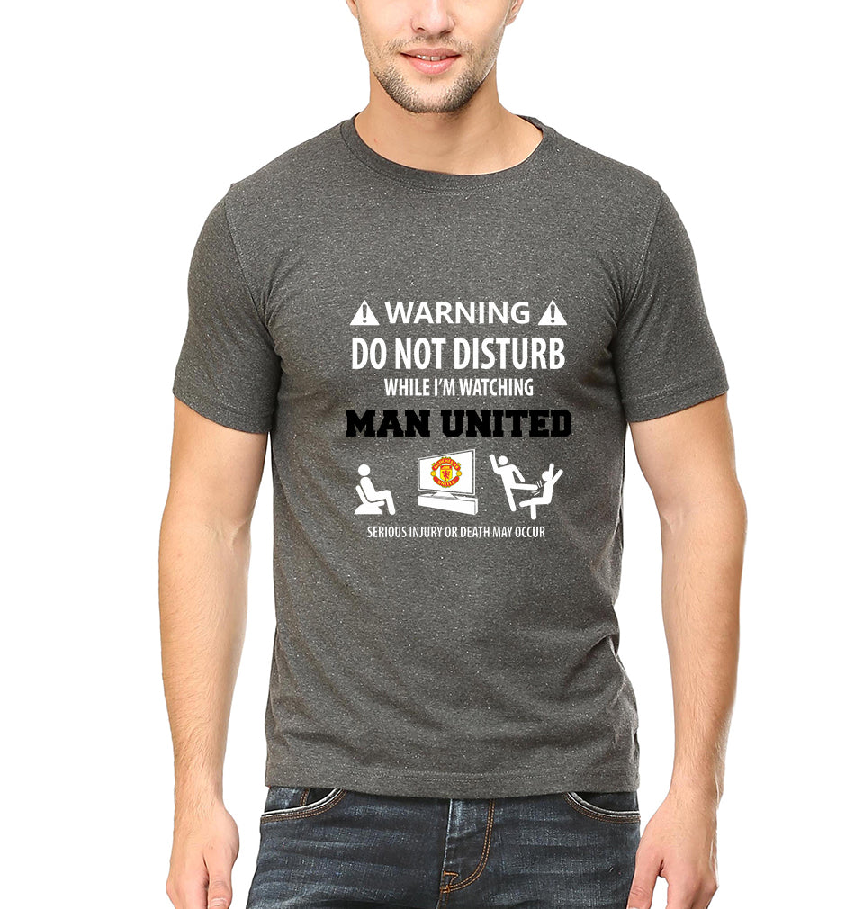 Warning Man United Half Sleeves T-Shirt For Men-FunkyTradition