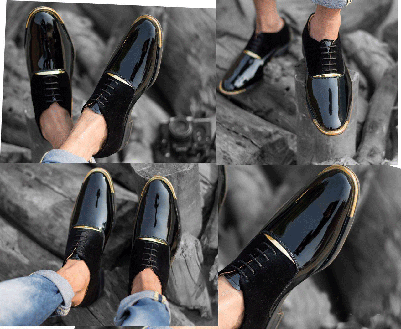 Mens Shiny Wear Premium Design High Quality Faux Leather Oxford Formal Shoes - FunkyTradition