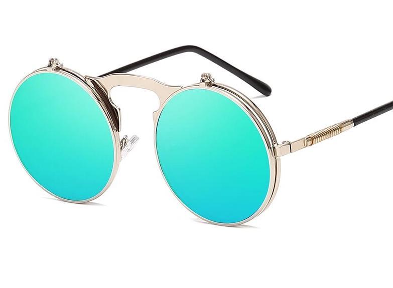For And Metal Mirror Round Stylish Sunglasses Women-FunkyTradition Men