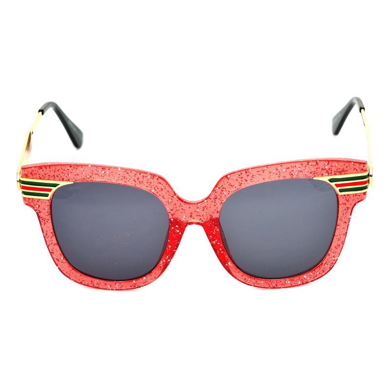 Rectangle Black And Red Gold Sunglasses For Men And Women-FunkyTradition