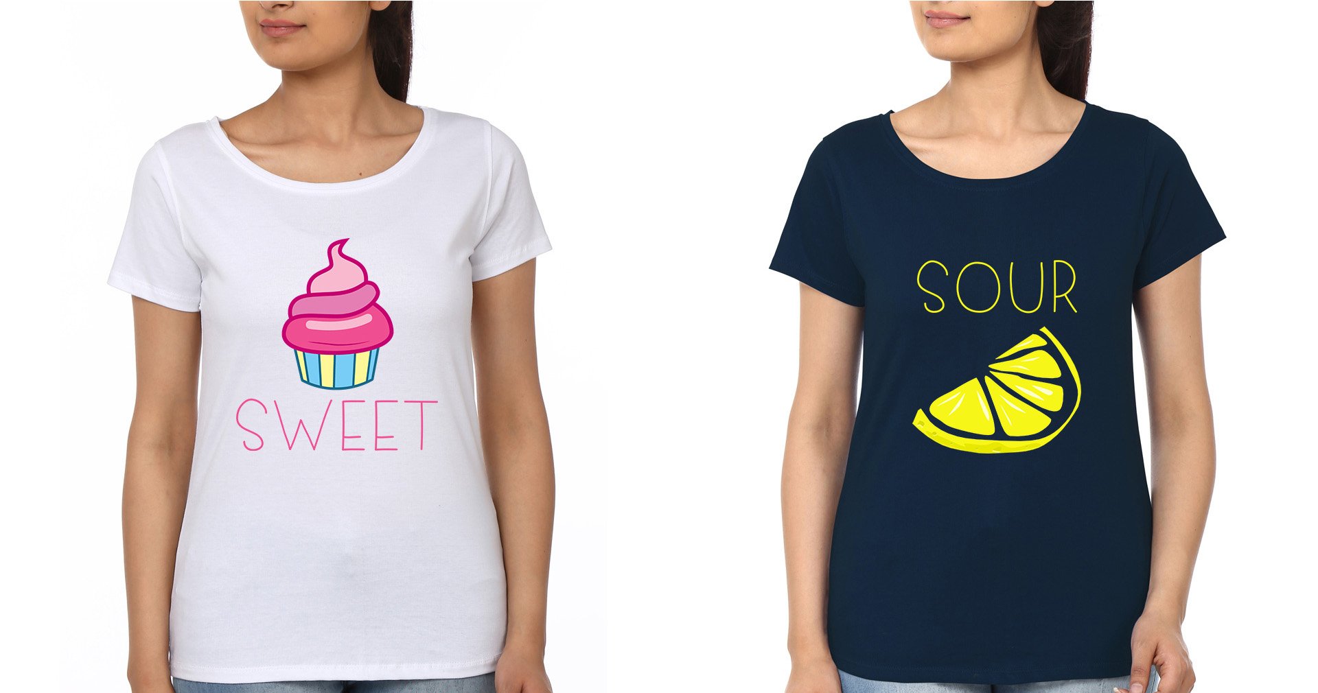 Sweet Sour Sister Sister Half Sleeves T-Shirts -FunkyTradition