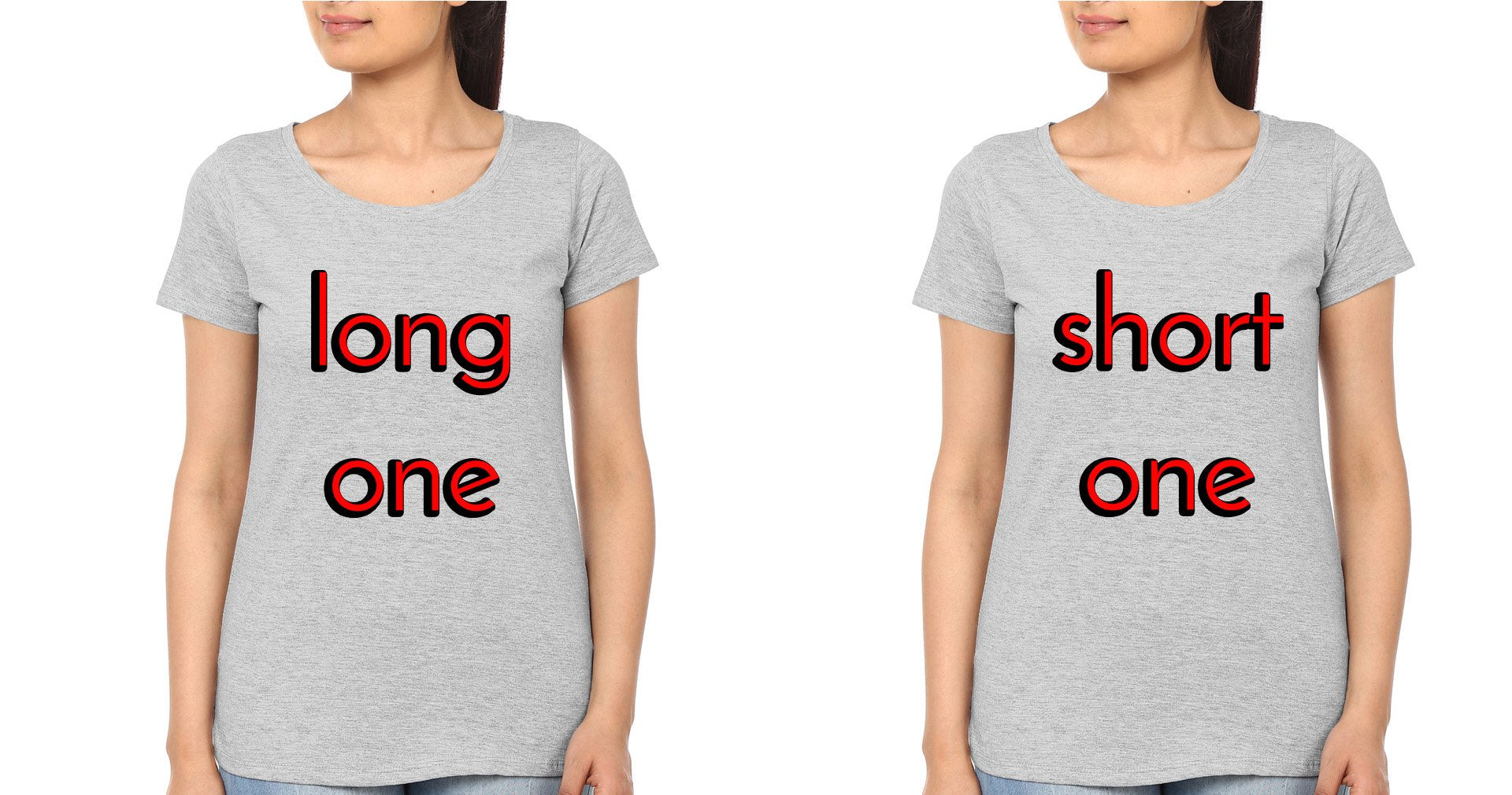 Long Short BFF Half Sleeves T-Shirts-FunkyTradition