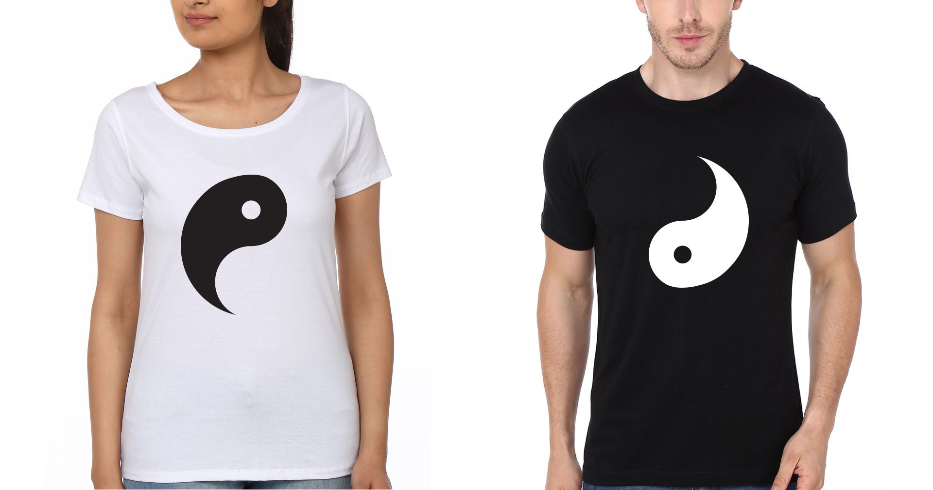 Yin-Yang BFF Half Sleeves T-Shirts-FunkyTradition
