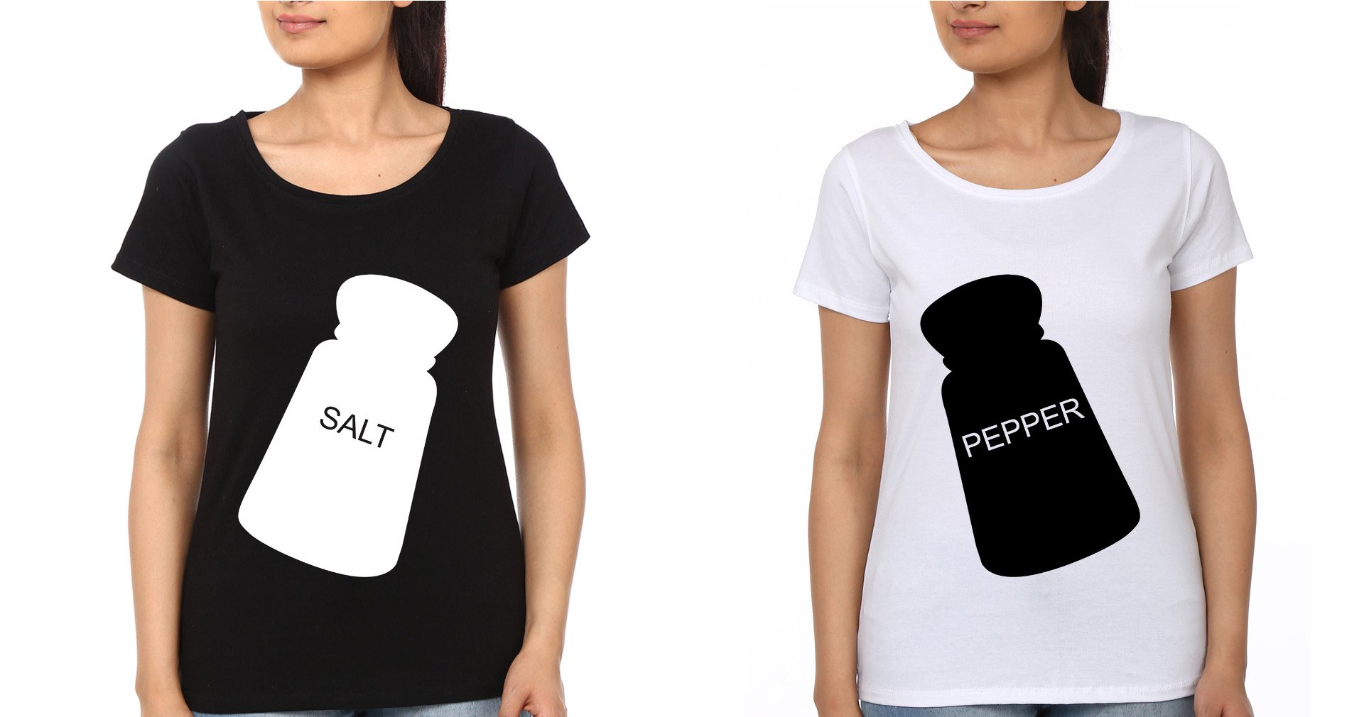 Salt-Pepper BFF Half Sleeves T-Shirts-FunkyTradition