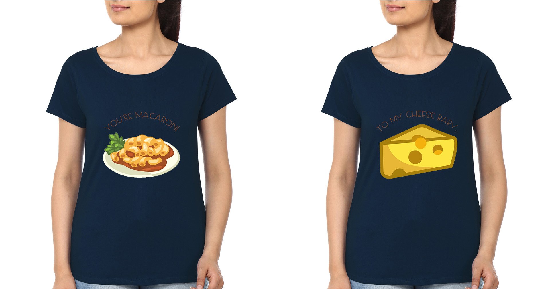 Macroni Cheese BFF Half Sleeves T-Shirts-FunkyTradition