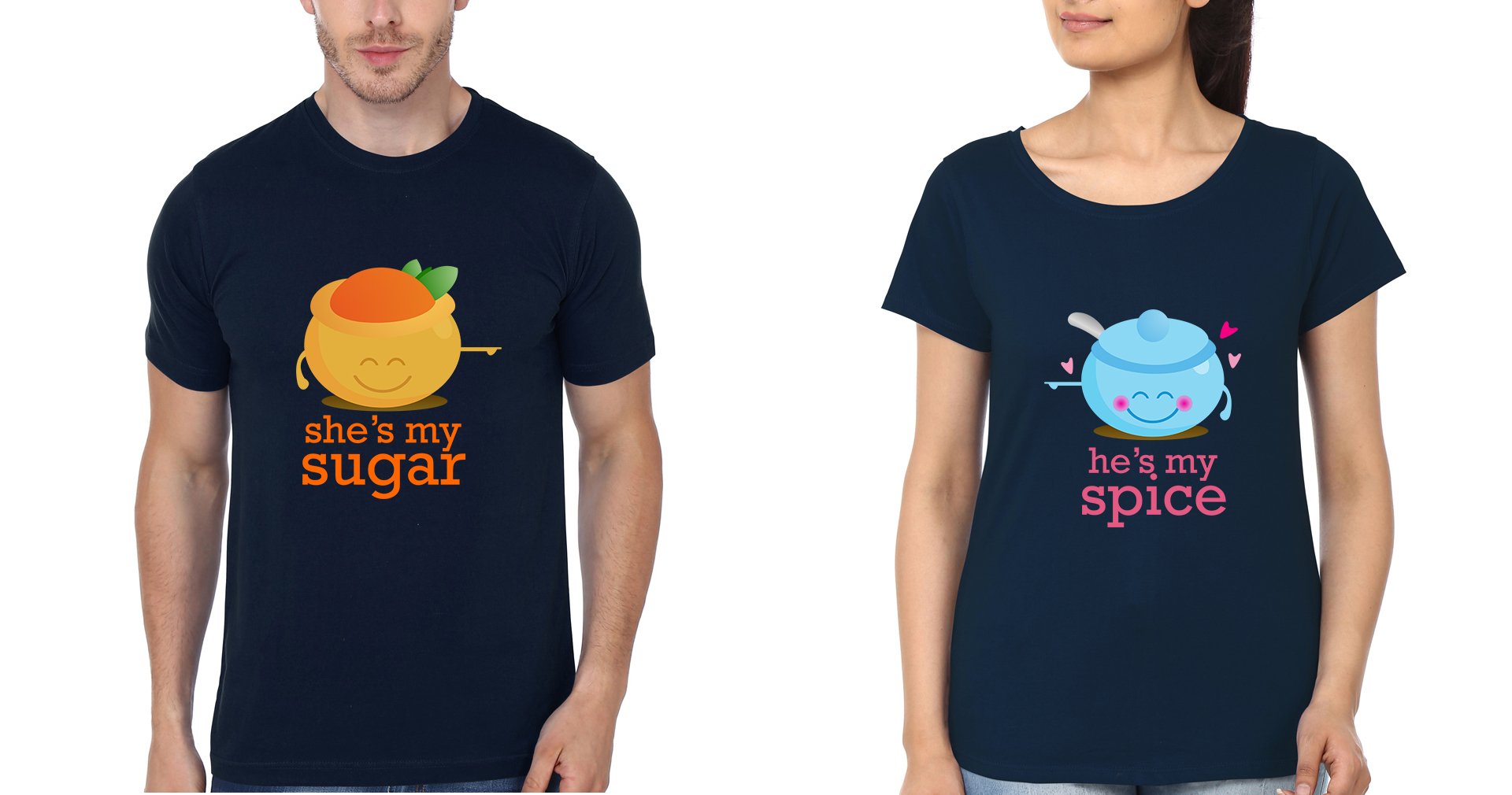 Sugar Spice Couple Half Sleeves T-Shirts -FunkyTradition
