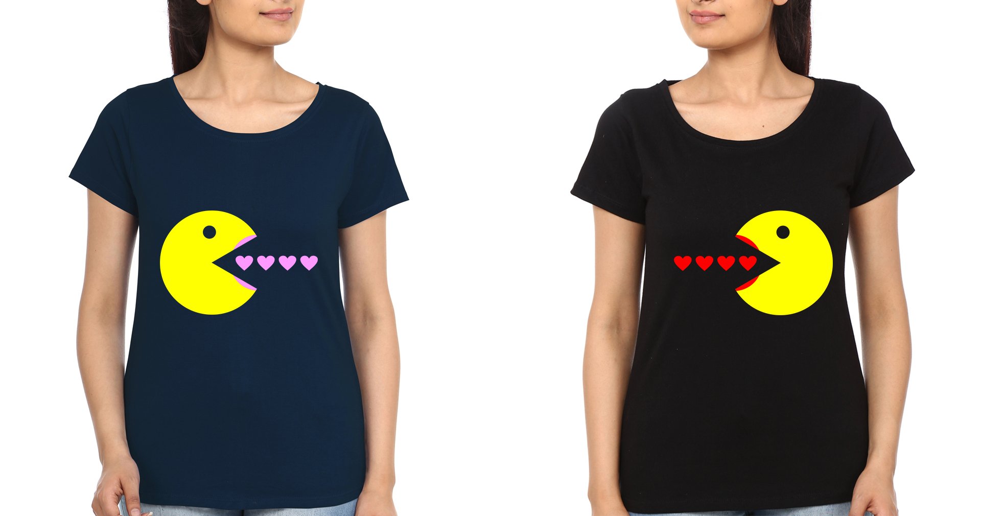 Pacman Sister Sister Half Sleeves T-Shirts -FunkyTradition