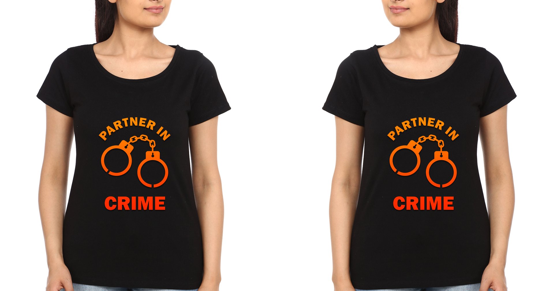 Partner in Crime BFF Half Sleeves T-Shirts-FunkyTradition