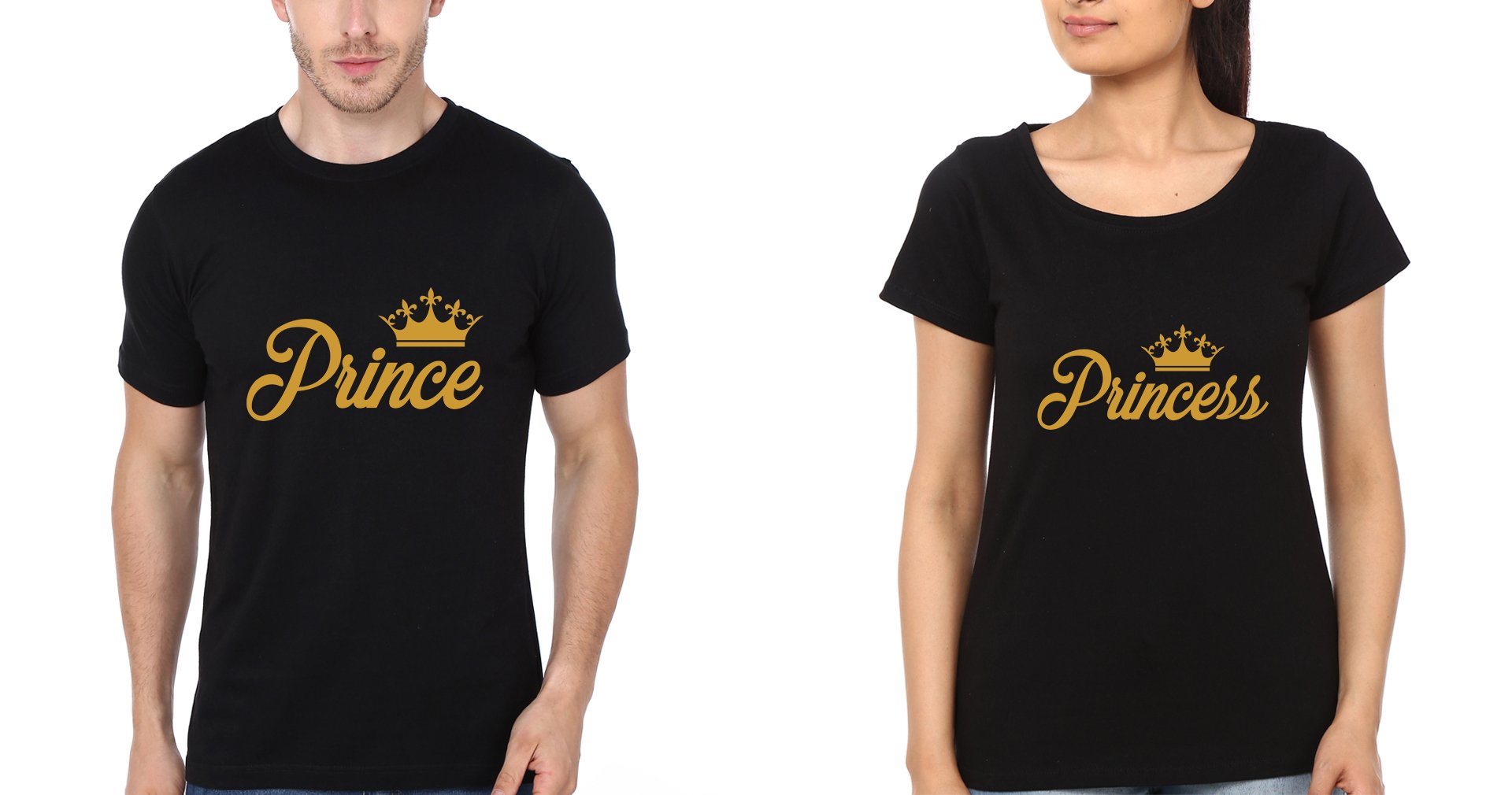 Prince & Princess Couple Half Sleeves T-Shirts -FunkyTradition