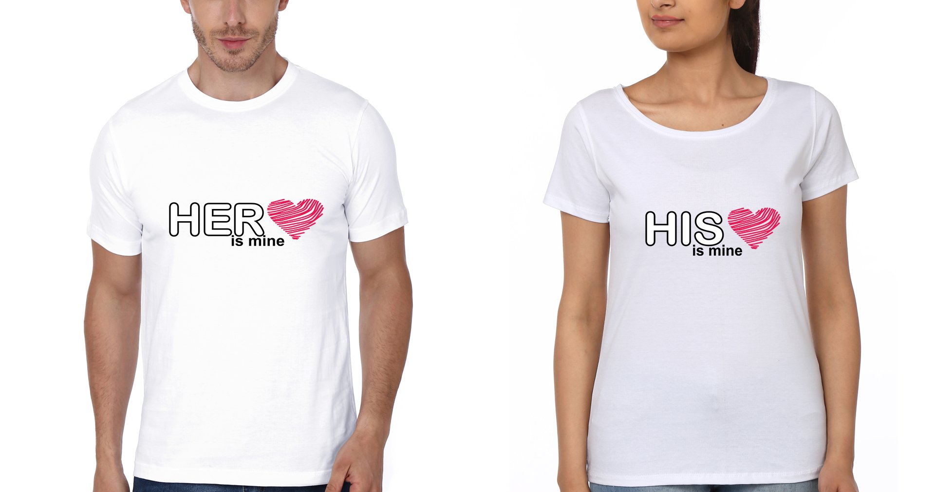 His Mine Her Mine Couple Half Sleeves T-Shirts -FunkyTradition