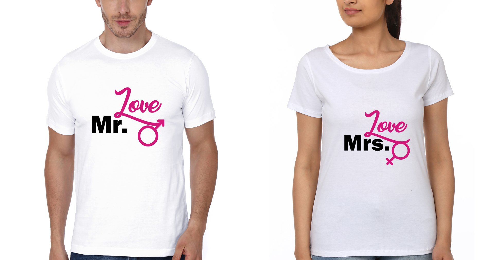 Mr. Love Mrs. Love Couple Half Sleeves T-Shirts -FunkyTradition