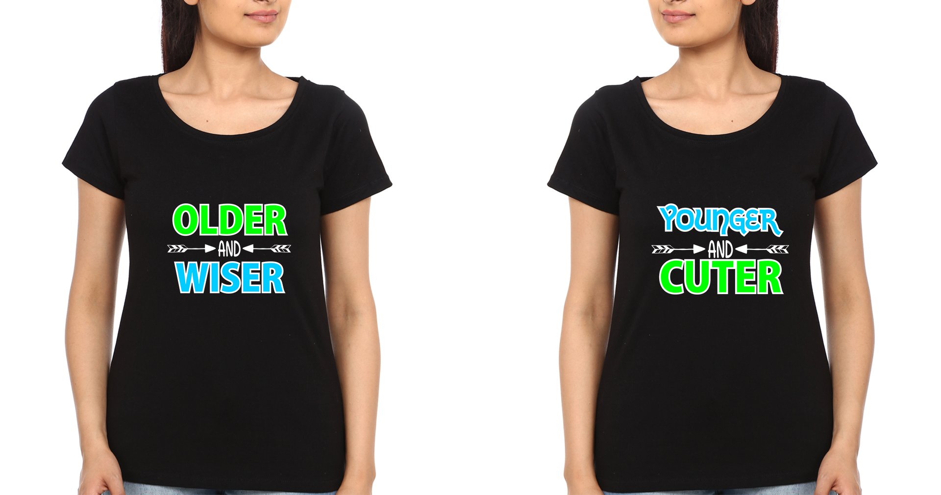 Older & Younger Sister Sister Half Sleeves T-Shirts -FunkyTradition