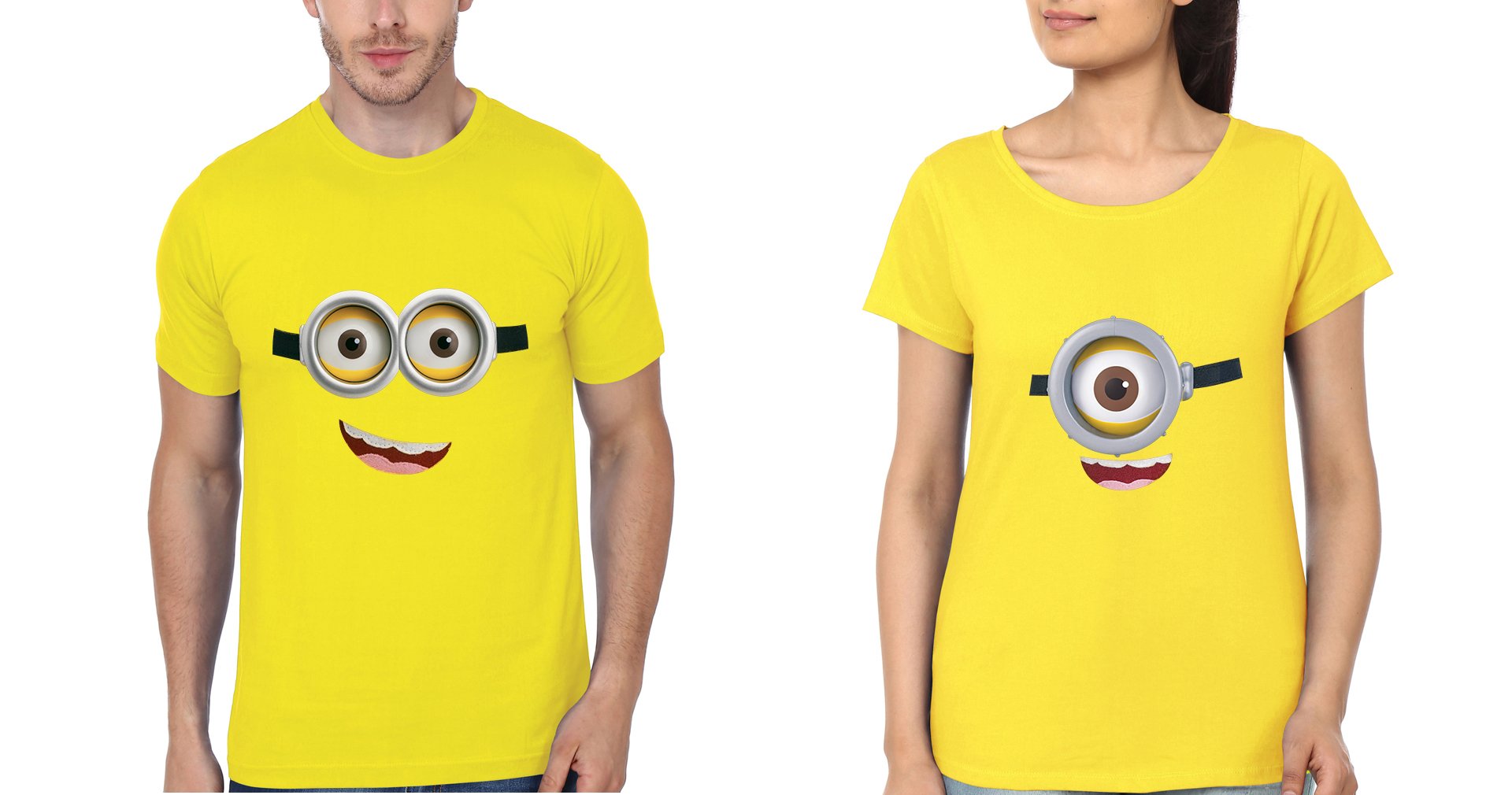 Minion Couple Half Sleeves T-Shirts -FunkyTradition
