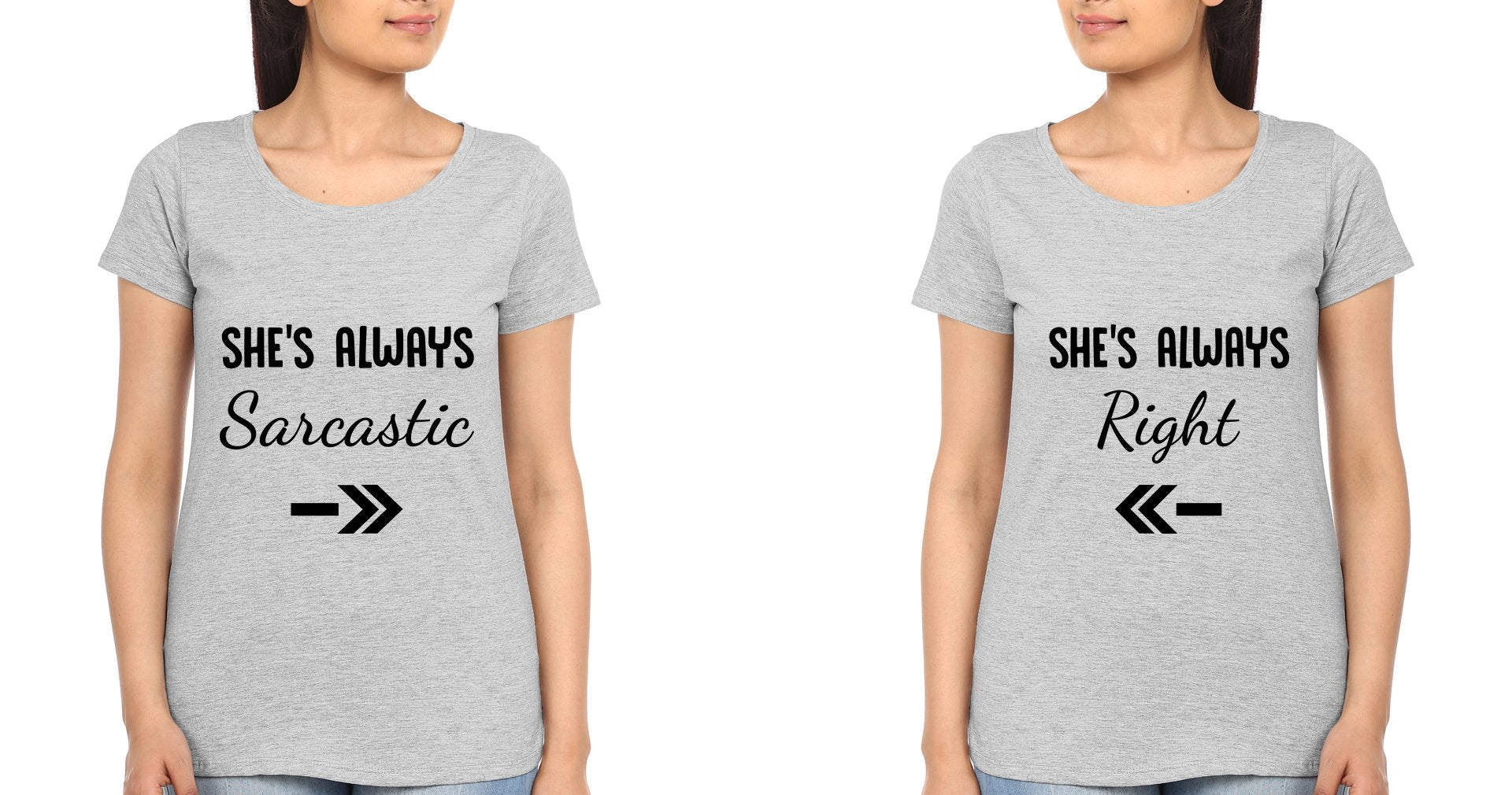 Right BFF Half Sleeves T-Shirts-FunkyTradition