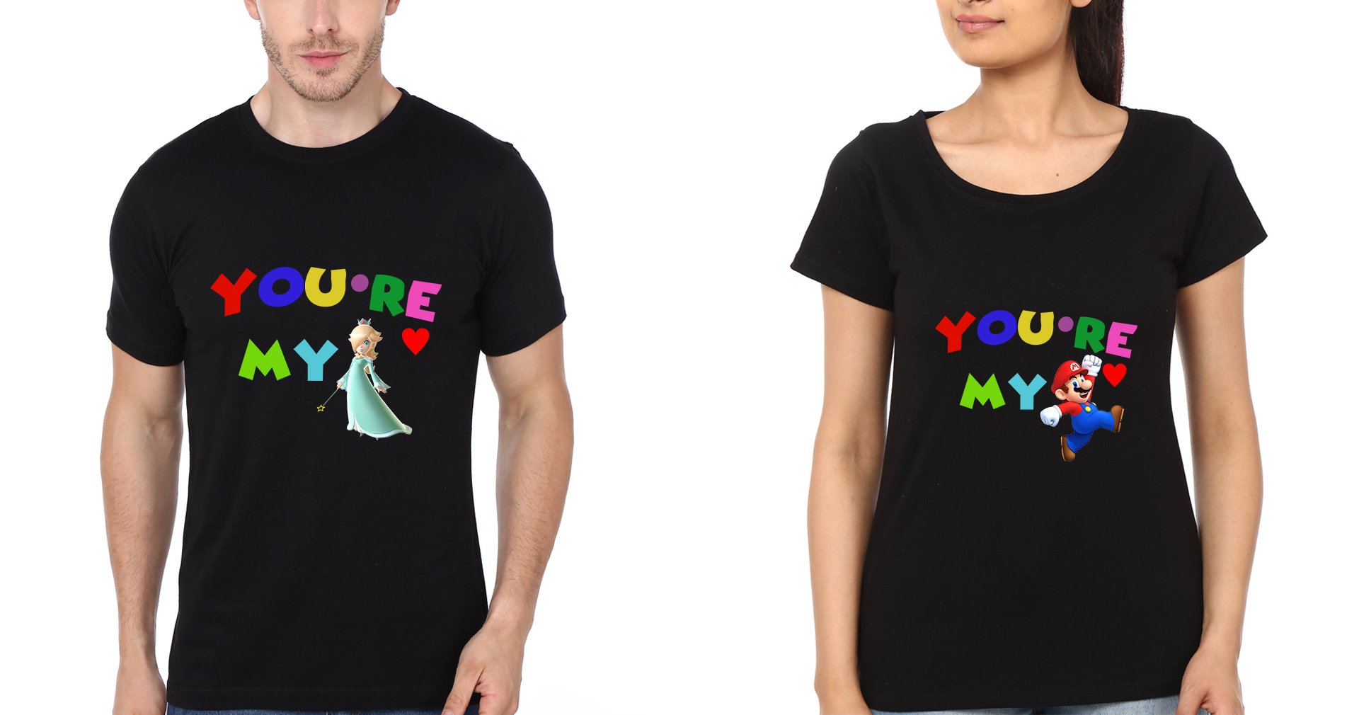 You Are Mario Couple Half Sleeves T-Shirts -FunkyTradition