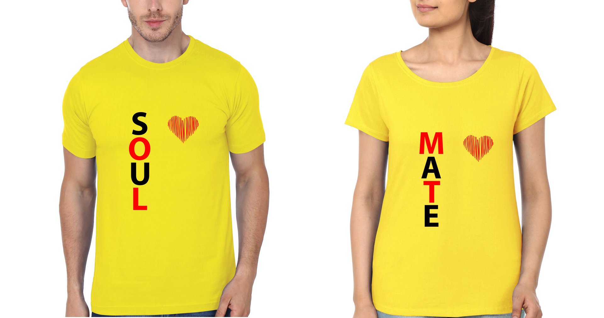 Soul Mate Couple Half Sleeves T-Shirts -FunkyTradition