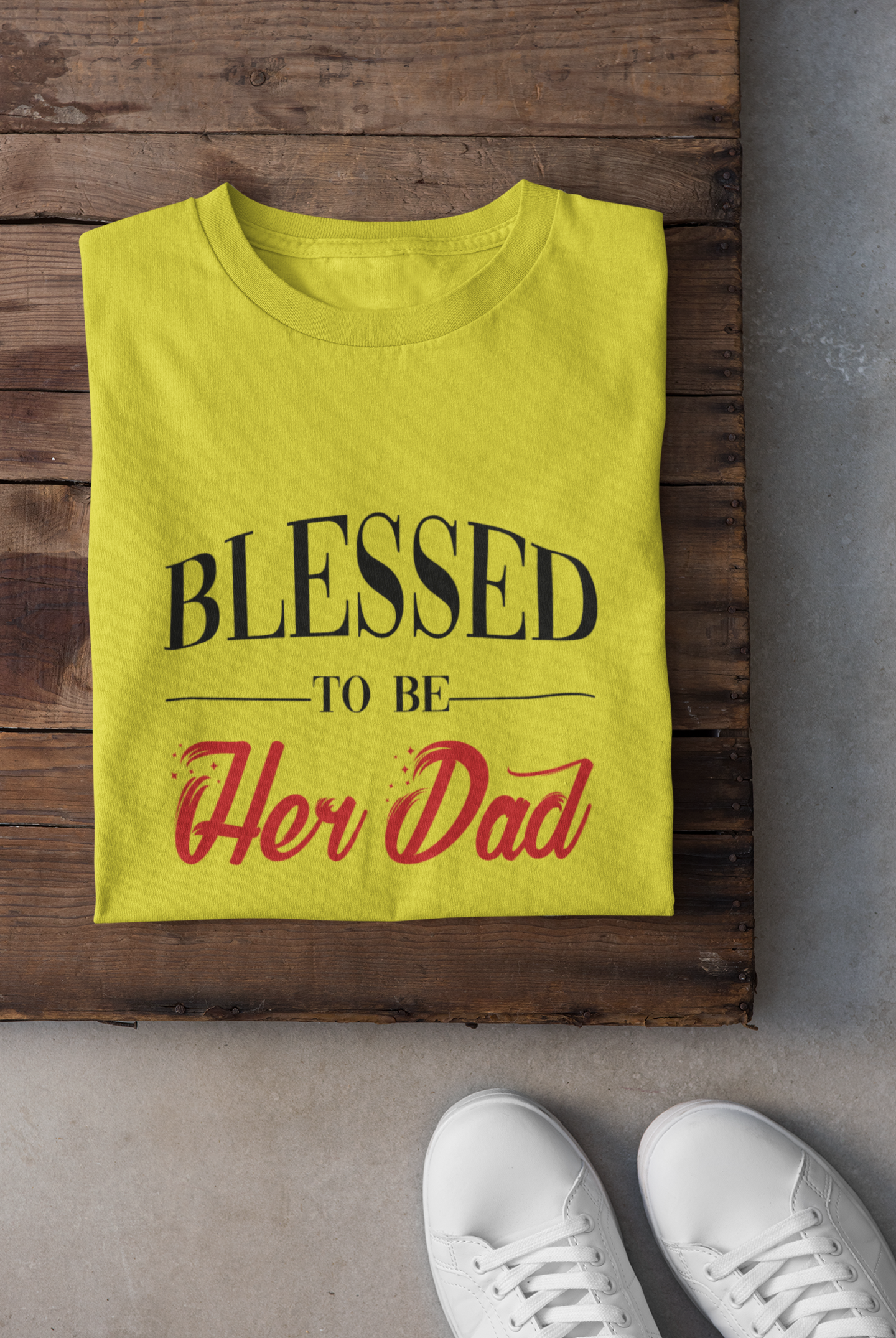 Blessed To Be Her Dad Father and Daughter Yellow Matching T-Shirt- FunkyTradition
