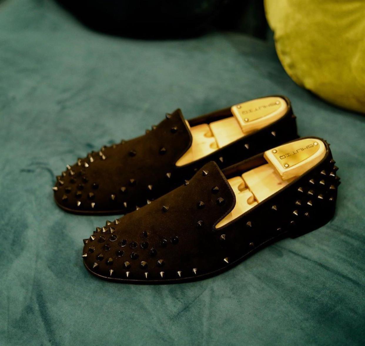 Black Studded Moccasins Very High Quality For Partywear And Casualwear Loafer- FunkyTradition