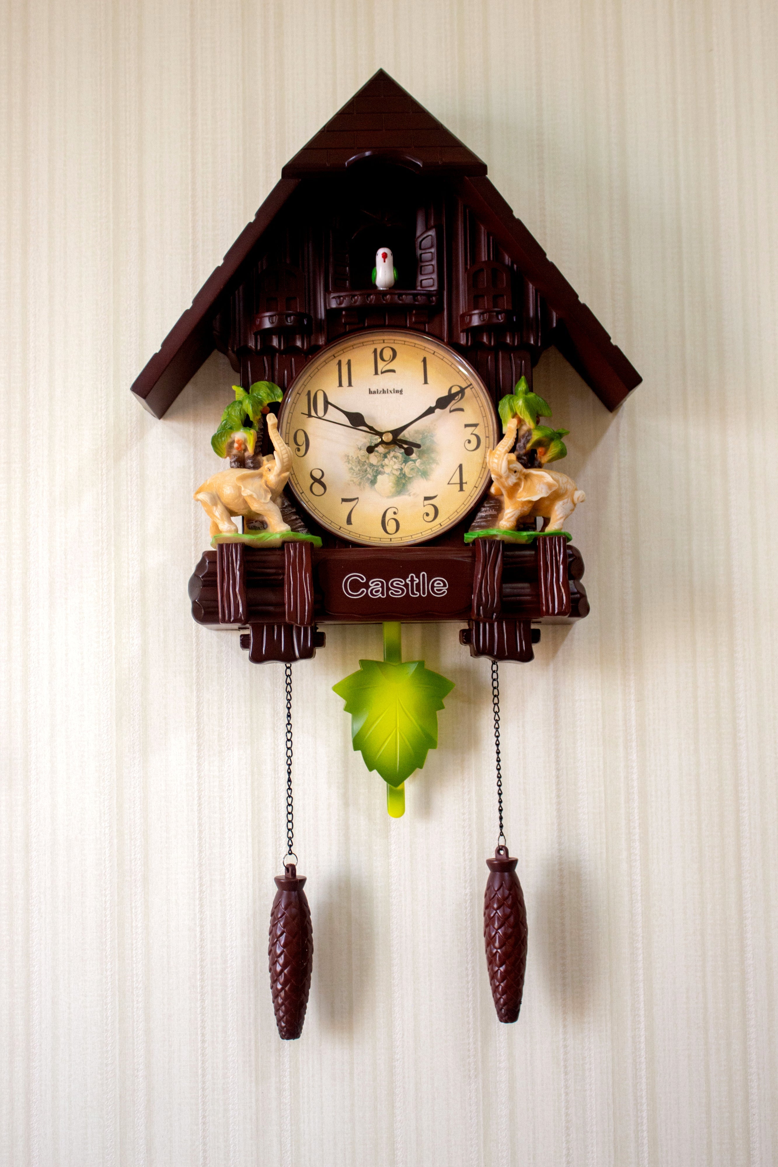 FunkyTradition Hanging Cuckoo Wall Clock for Home Office Decor and Gifts Brown 70 CM Tall- FunkyTradition