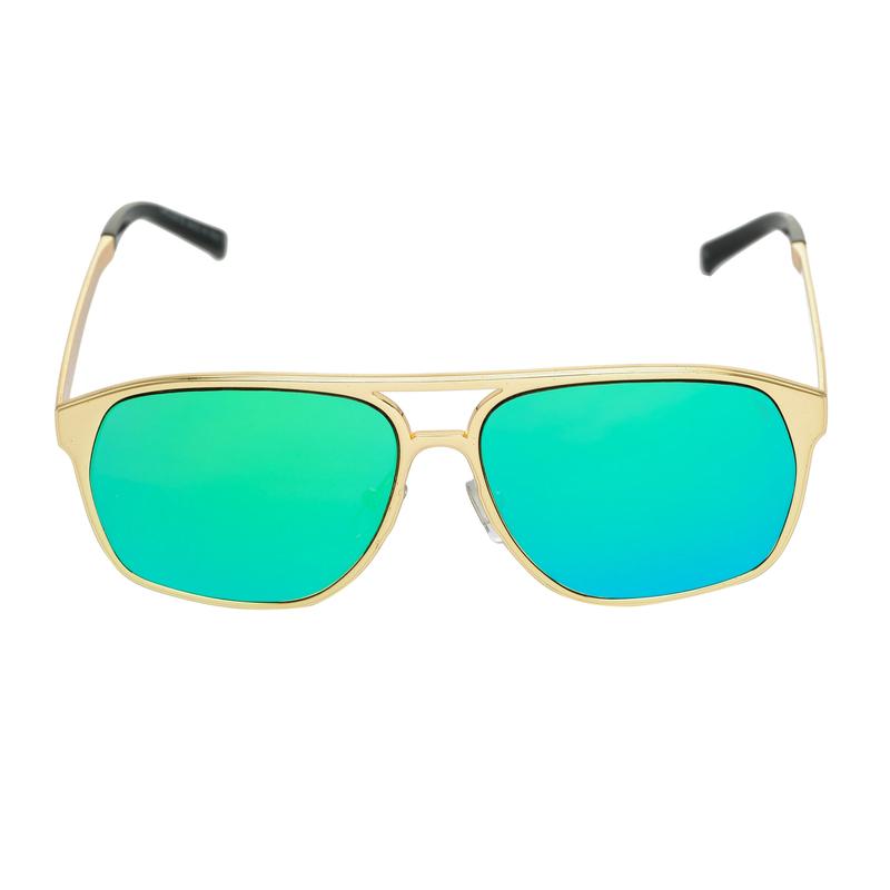 Rectangle Aqua Green And Gold Sunglasses For Men And Women-FunkyTradition