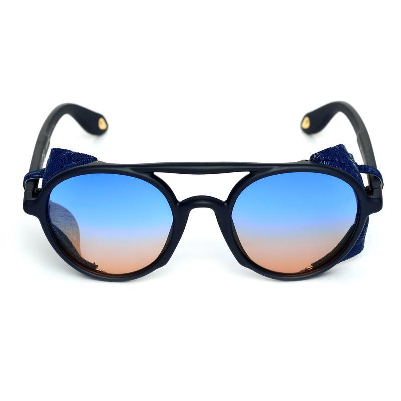 Round Shaded Blue And Black Sunglasses For Men And Women-FunkyTradition