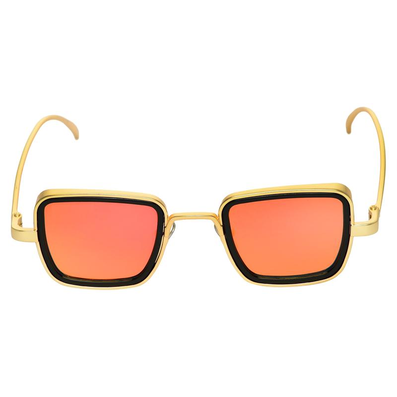 Orange And Gold Retro Square Sunglasses For Men And Women-FunkyTradition