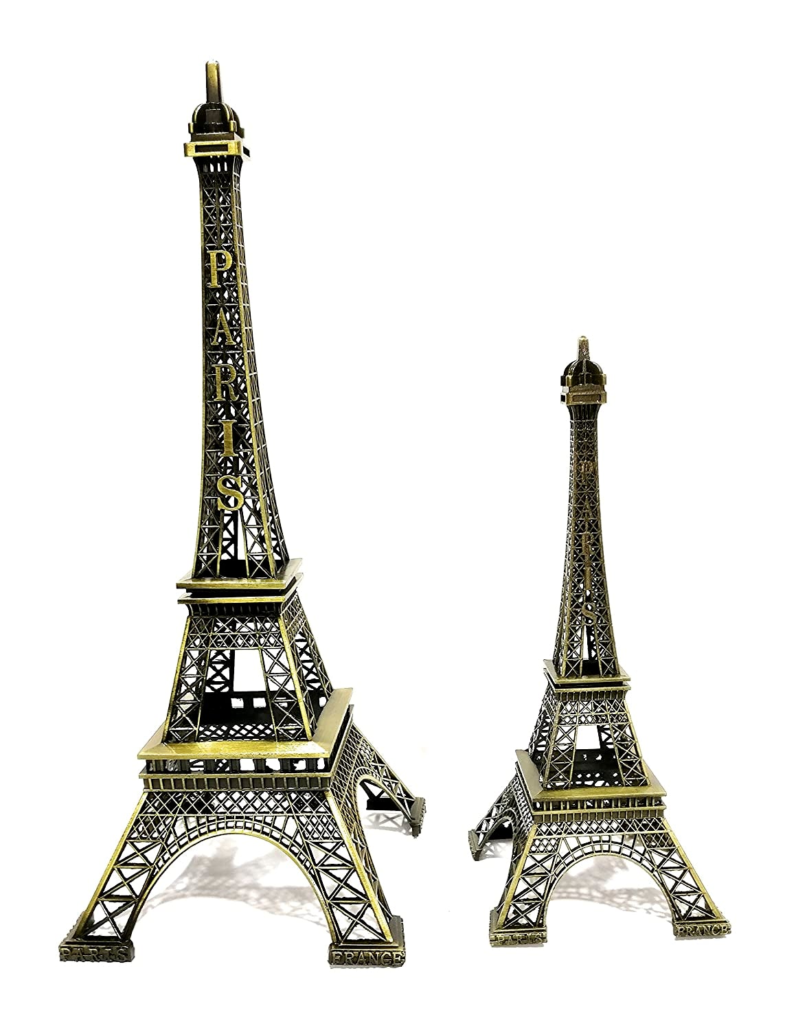 FunkyTradition Combo Set of 2 Eiffel Tower Statue Metal Showpiece | Birthday Anniversary Gift and Home Office Decor 9" and 6" Tall