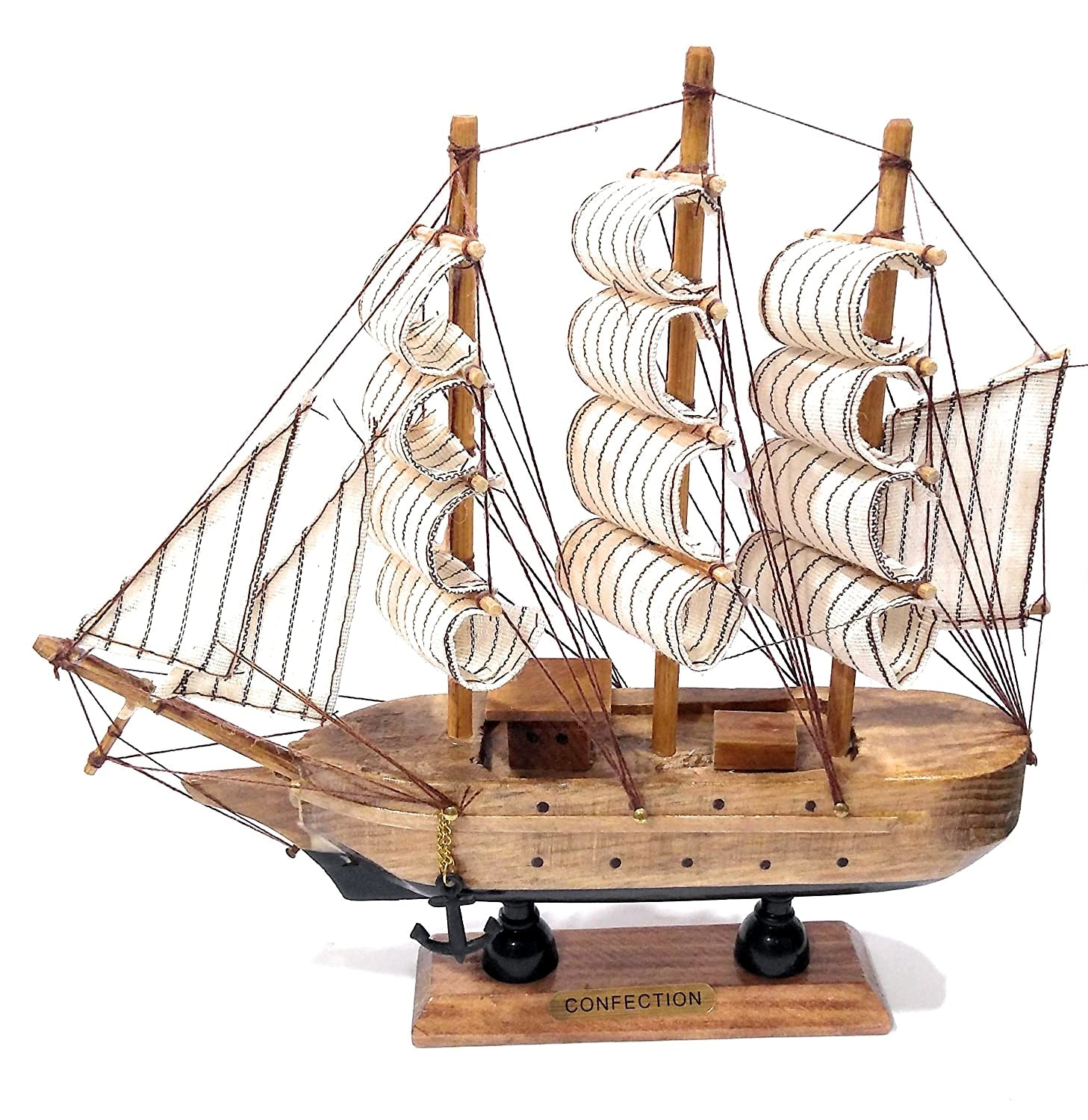 FunkyTradition Passat Tall Ship Detailed Wooden Model Nautical Home Decor 23 CM Tall