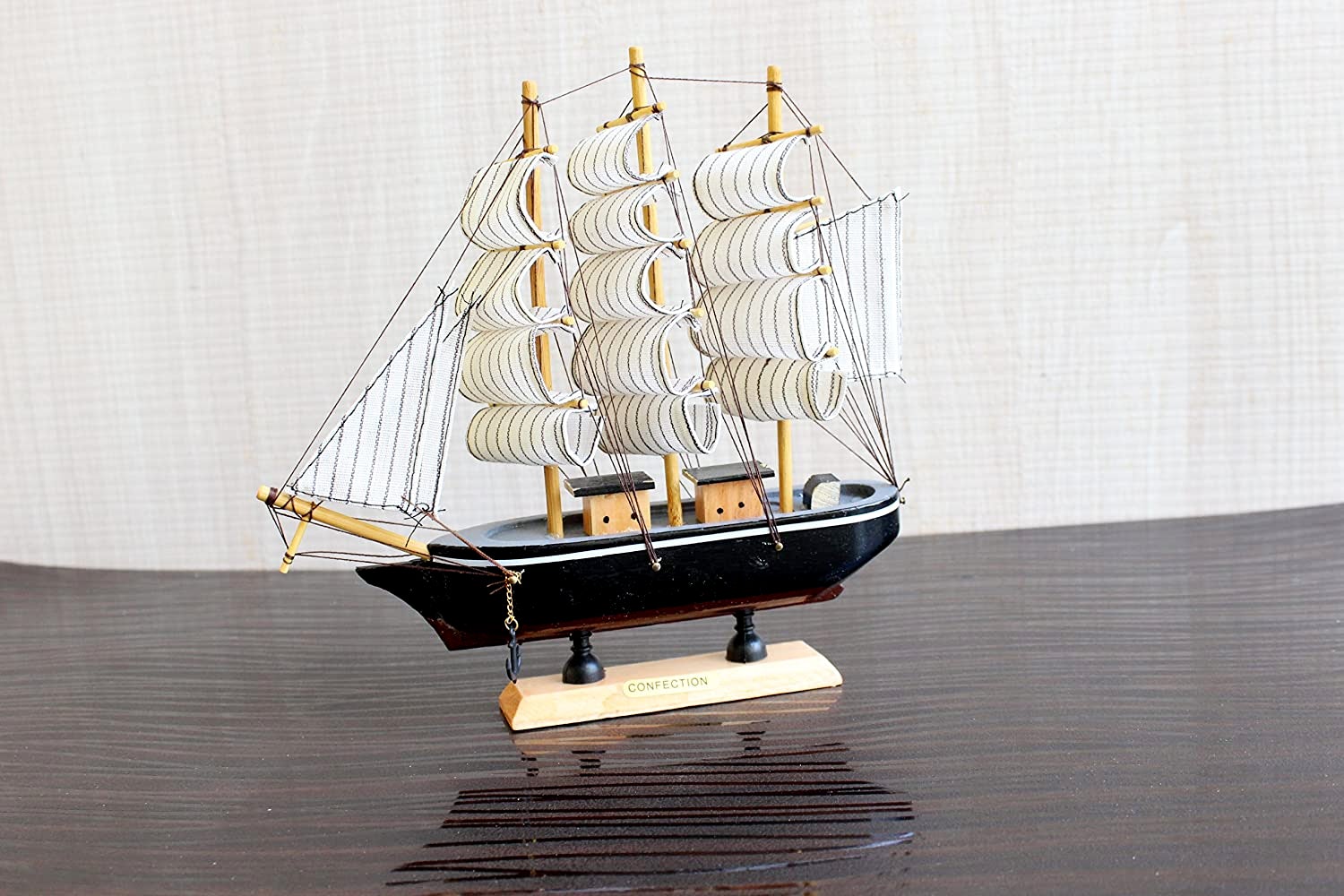 FunkyTradition Handmade Pirates of Caribbean Ship Detailed Wooden Model Nautical Home Decor 30 cm