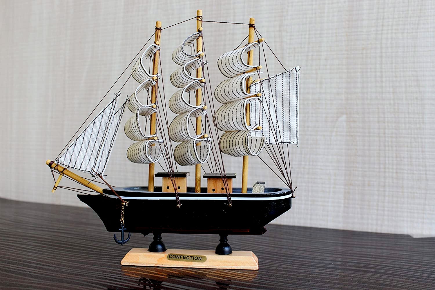 FunkyTradition Handmade Pirates of Caribbean Ship Detailed Wooden Model Nautical Home Decor 30 cm