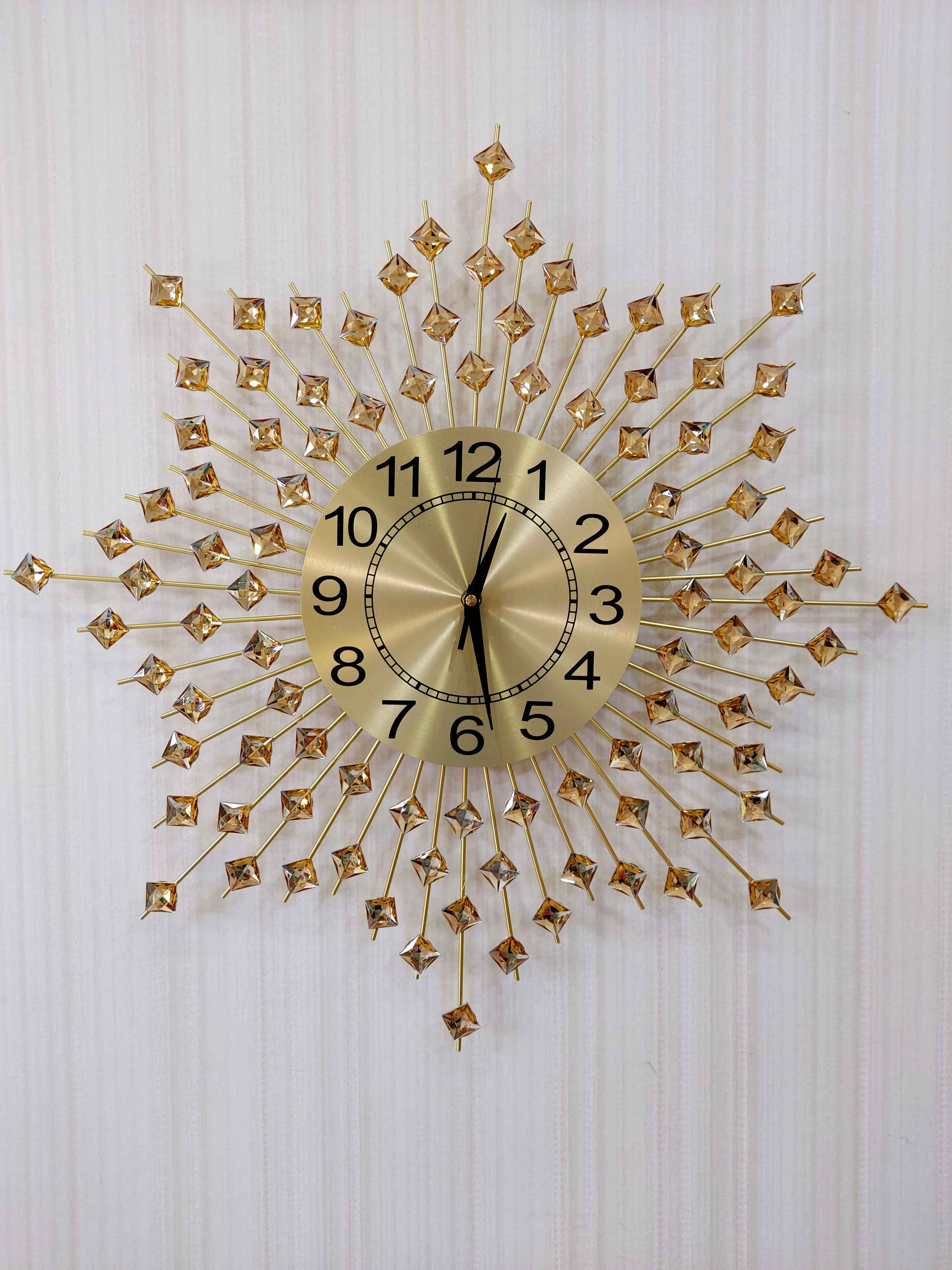 FunkyTradition 3D Star Diamond Studded Wall Clock, Wall Watch, Wall Decor for Home Office Decor and Gifts 62 CM Tall