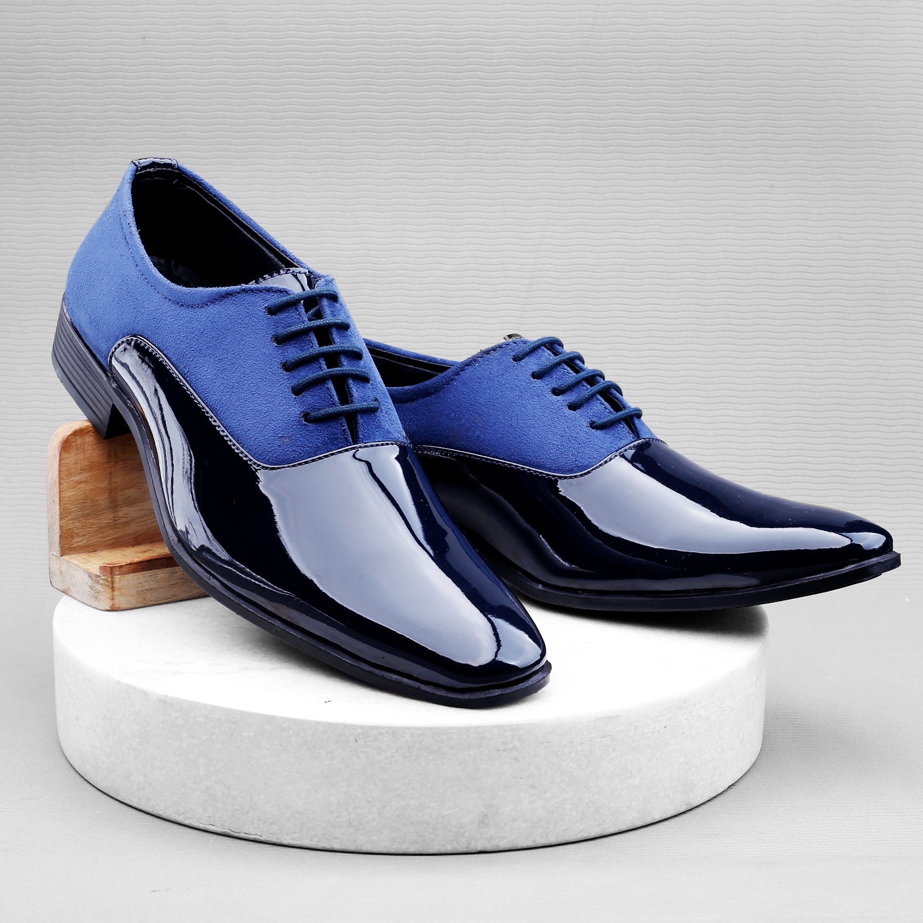 FunkyTradition Classy Office, Wedding, Party Wear Blue Shoes With Lace-Up