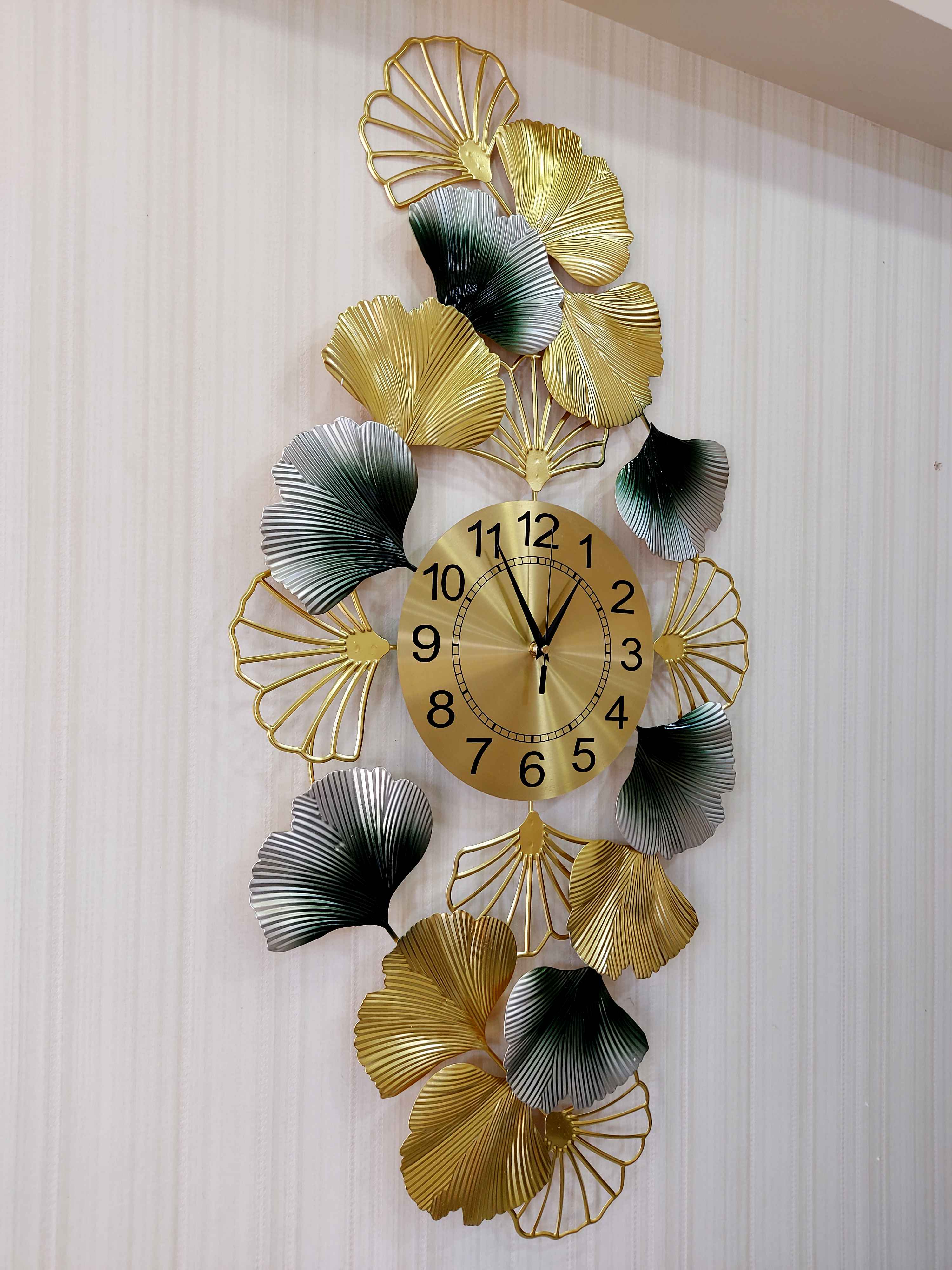 FunkyTradition Creative Luxury Decoration Multicolor Vertical Flower Wall Clock , Wall Watch , Wall Decor for Home Office Decor and Gifts