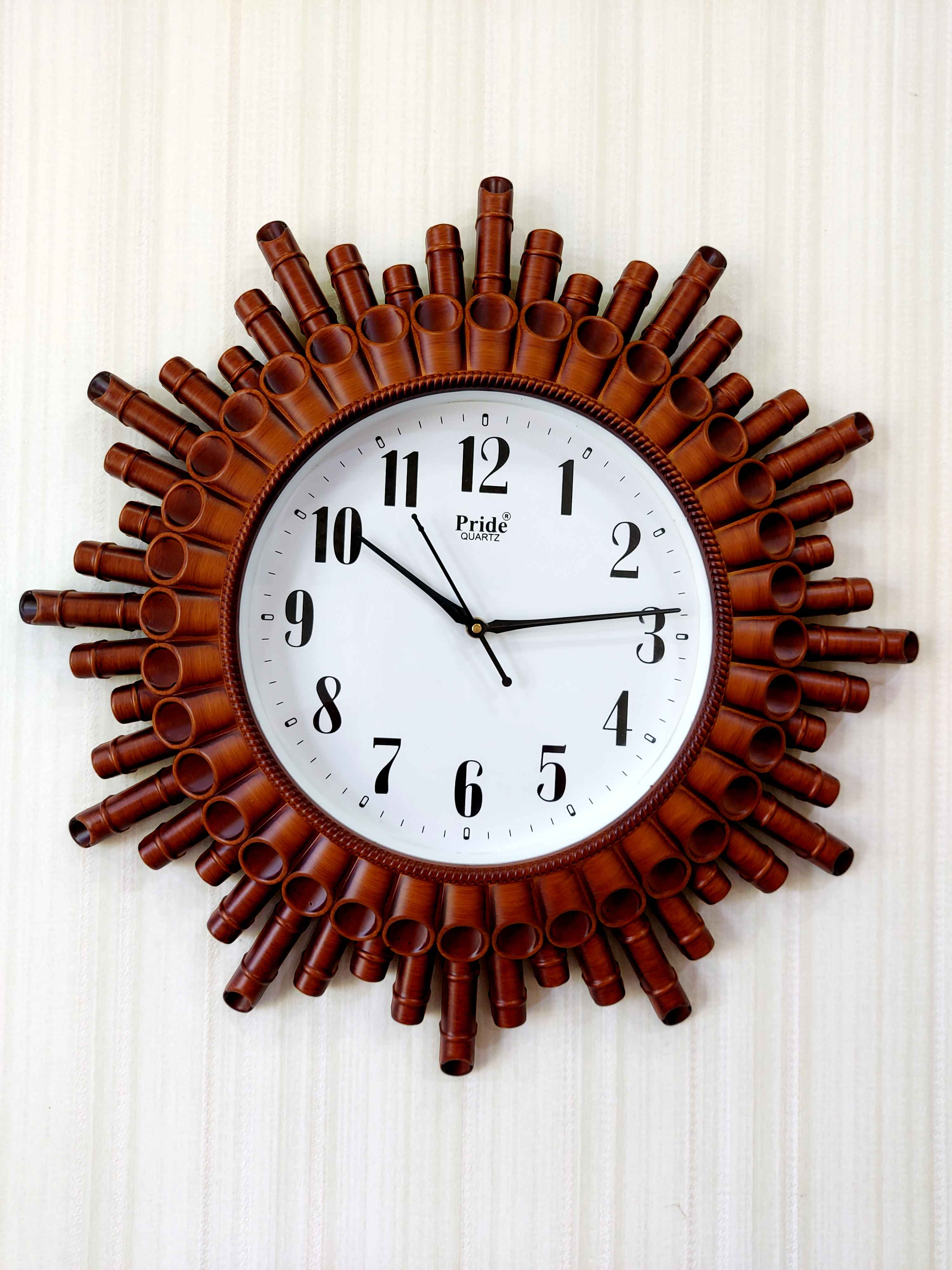 FunkyTradition Designer Bamboo Style Wall Clock , Wall Watch , Wall Décor for Home Office Decor and Gifts 48 CM Tall