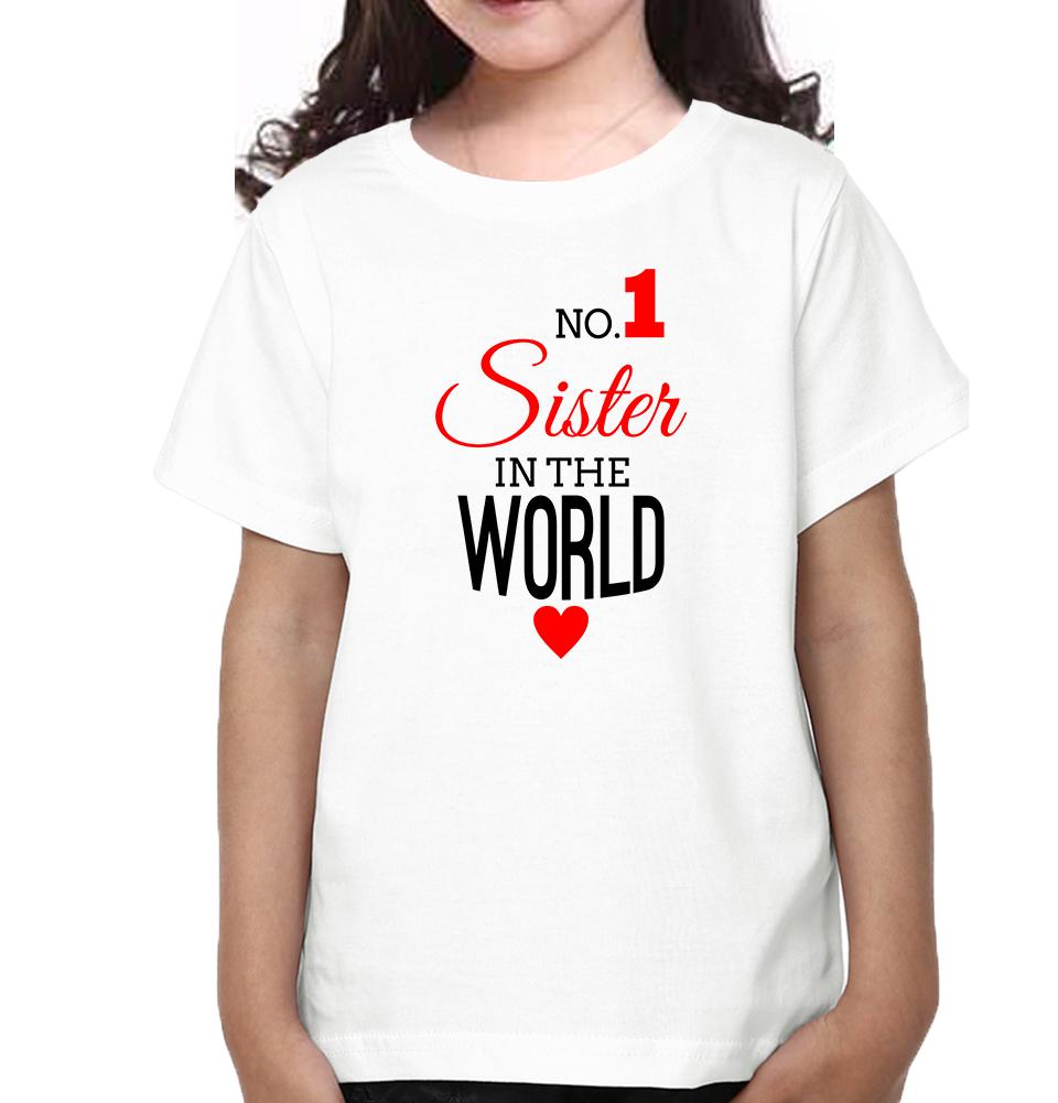 No1 Sister-Sister Kids Half Sleeves T-Shirts -FunkyTradition