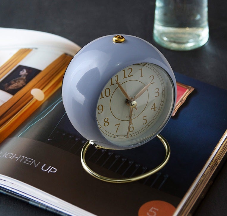 Blue Color European-Style American Retro Decorative Metal Alarm Table Clock-FunkyTradition