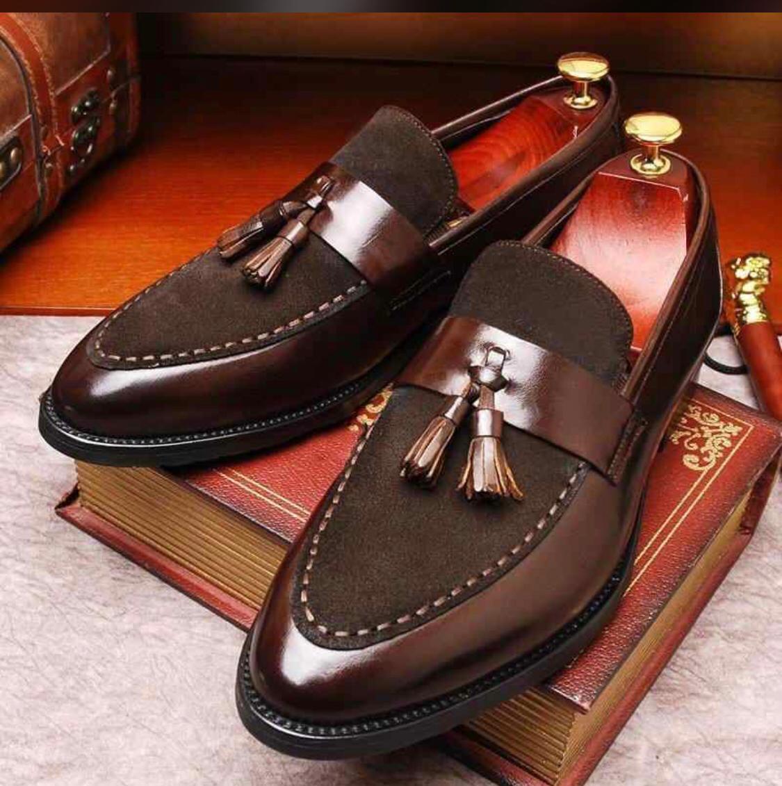 Stylish New Arrival Men Suede Shoes Fashion Pointed Business Leisure Leather Slip On Loafer Black-FunkyTradition