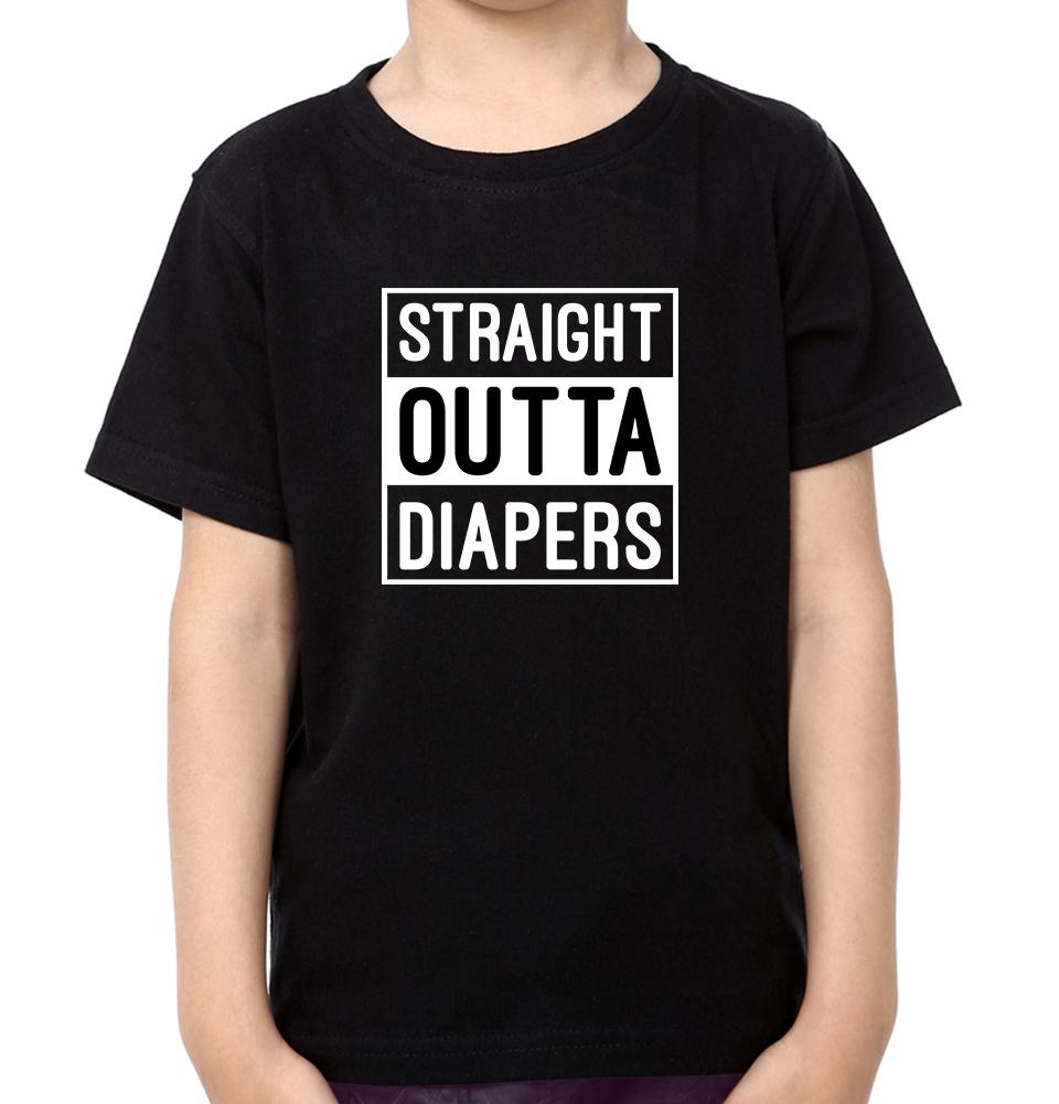 Straight outta Diapers Brother-Brother Kids Half Sleeves T-Shirts -FunkyTradition