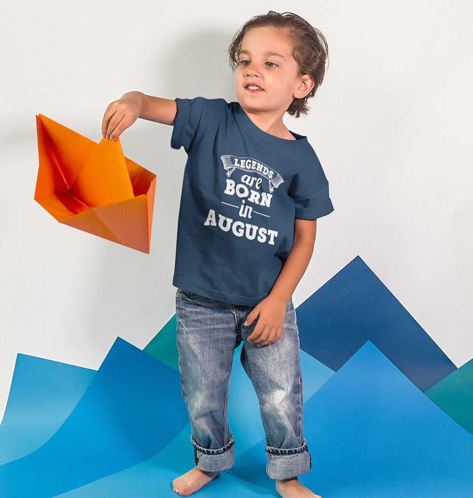 Legends are Born in August Half Sleeves T-Shirt for Boy-FunkyTradition
