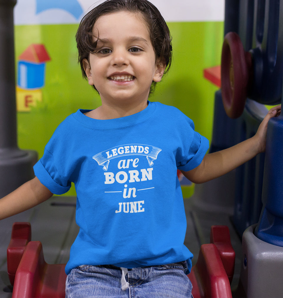 Legends are Born in June Half Sleeves T-Shirt for Boy-FunkyTradition