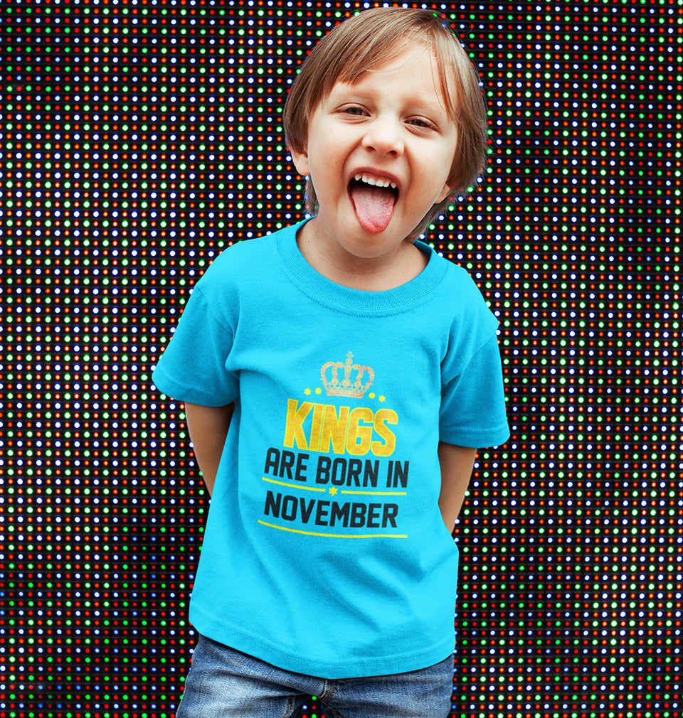 Kings Are Born In November Half Sleeves T-Shirt for Boy-FunkyTradition